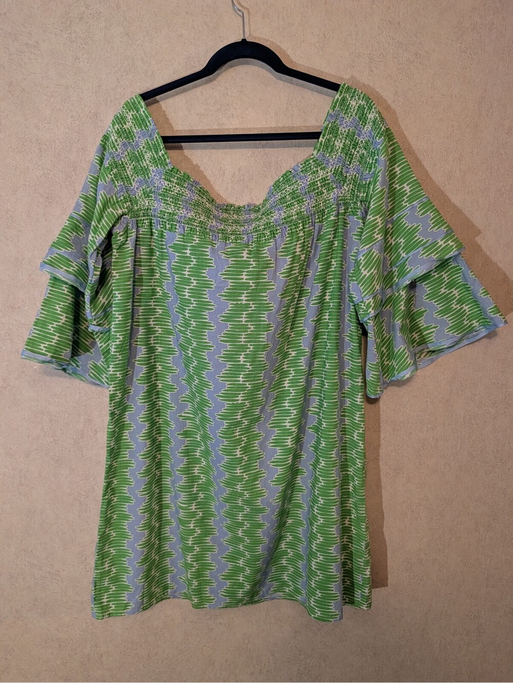 CK BRADLEY blue green off the shoulder mini dress sz M